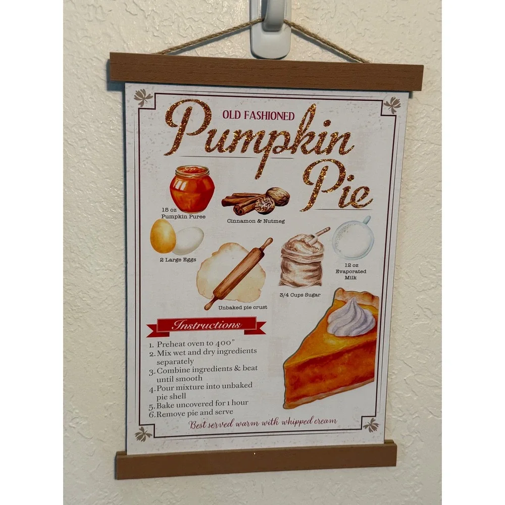 Greenbrier International Pumpkin Pie Recipe Wall Decor Rustic Fall Kitchen Sign